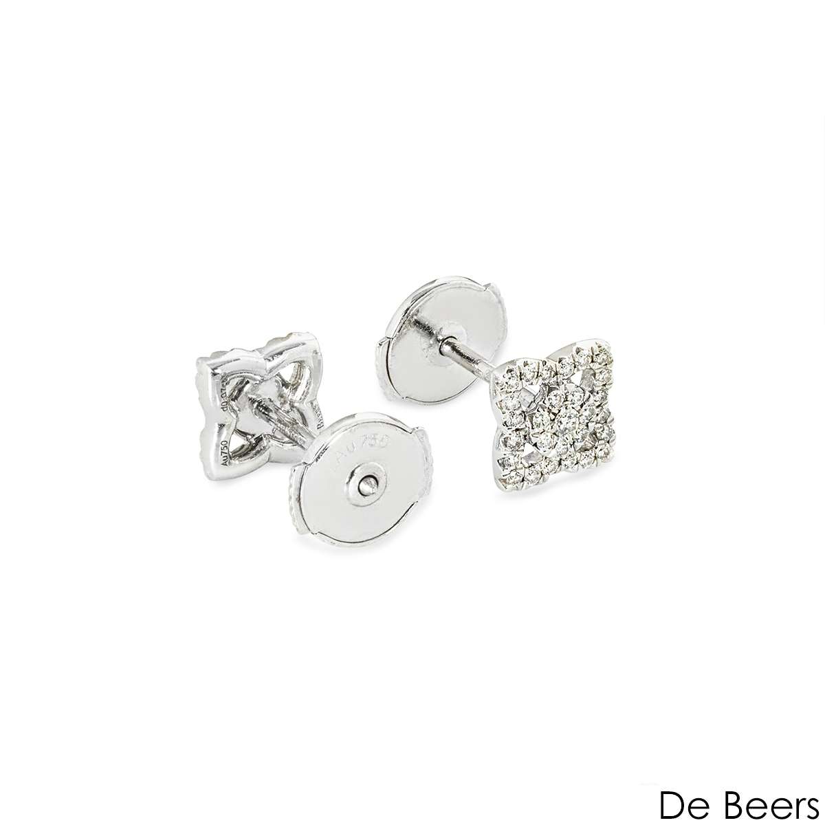 De Beers White Gold Diamond Enchanted Lotus Stud Earrings E102146 De Beers White Gold Diamond Enchanted Lotus Stud Earrings E102146